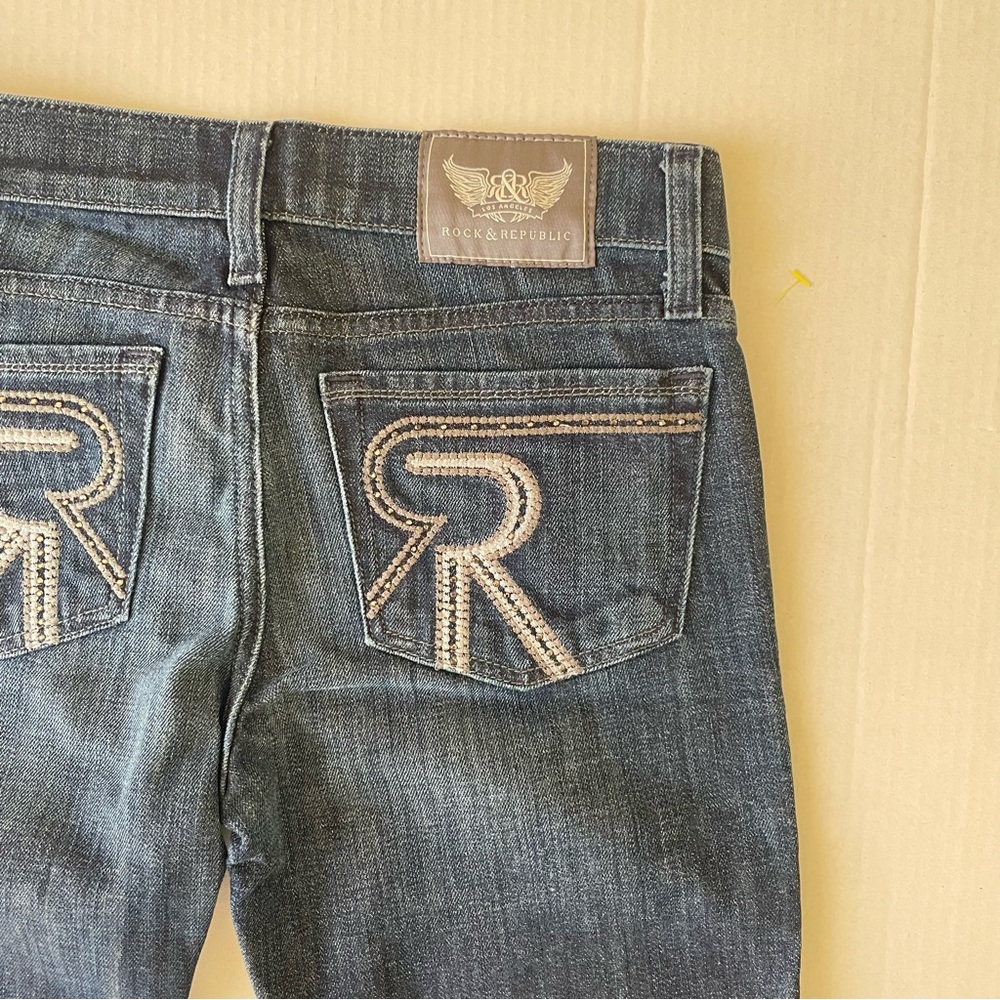 Y2K Rock & Republic women’s Dark Blue Jeans Embellished Pockets